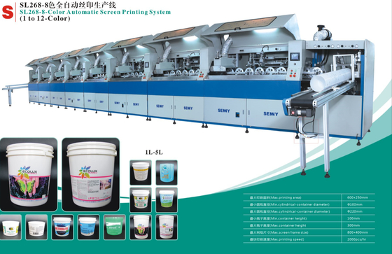 1-5L 35pcs/Min 1-8 χρωματικό πλαστικό Round Bucket UV Screen Printing Machine